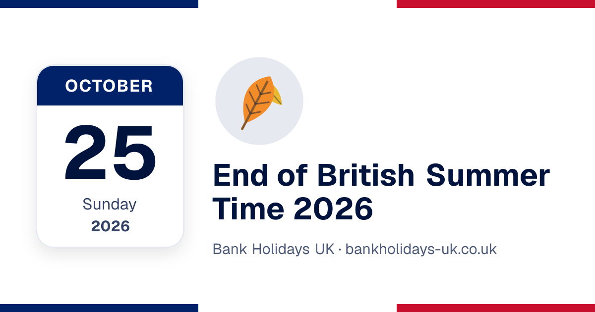 Time In England End of British Summer Time: 2026 date | Bank Holidays UK